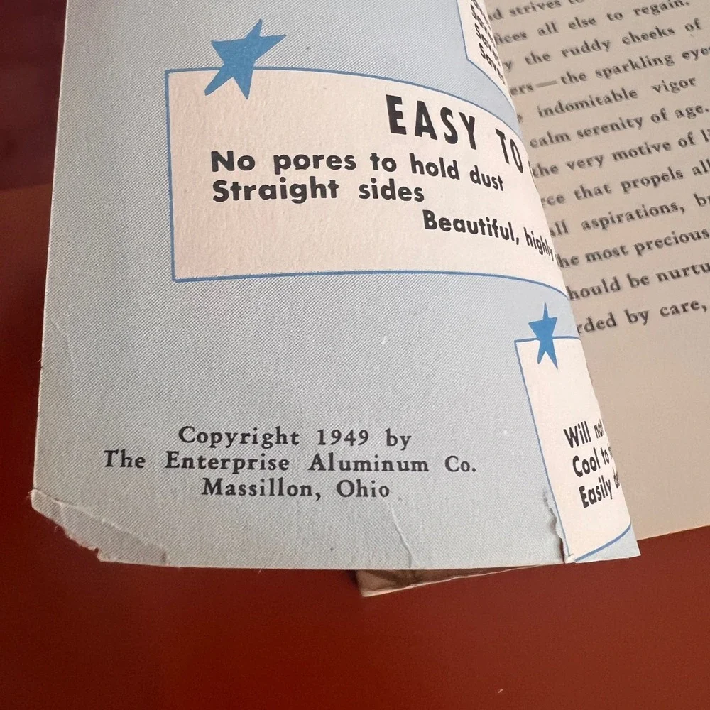 Vintage 1949 Waterless‎ Cooking Recipe Booklet Eternity-Ware Copper Glo Aluminum
